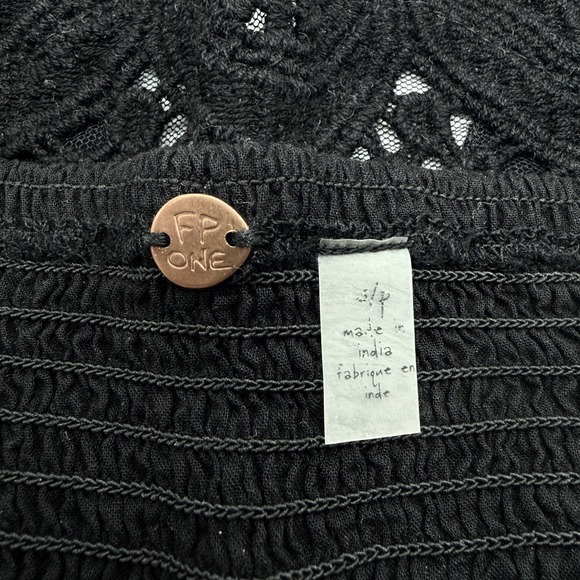 Free People FP One Ilektra Lace Bralette Set of 2 Black White Small Smocked Boho - Picture 12 of 16